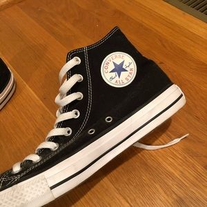 men’s black high top converse WORN ONCE